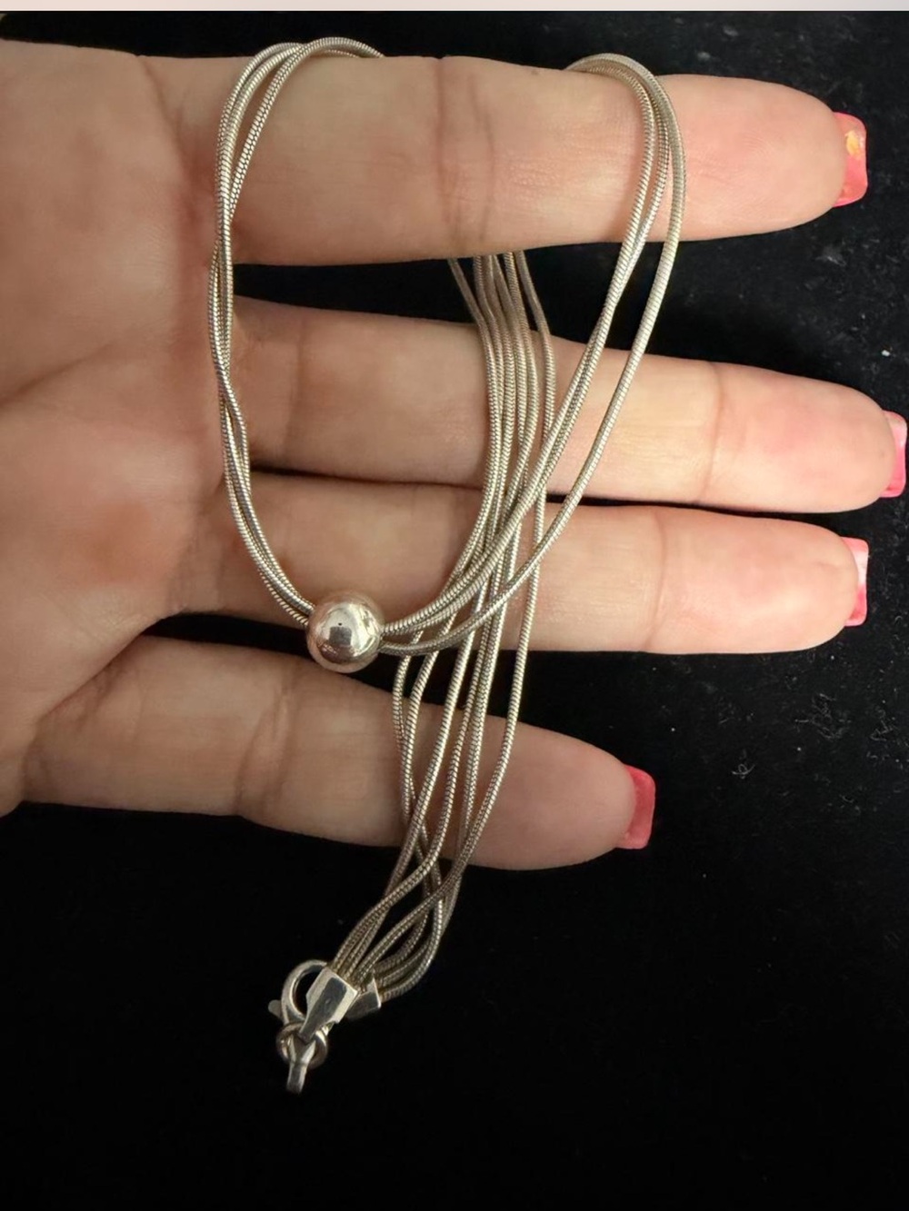 SILPADA sterling silver retired 3 strand 16in ball slide necklace